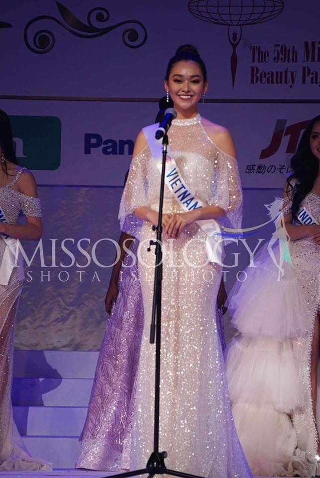 Tường San tự tin thuyết trình tại chung kết Miss International 2019. Ảnh: MS.
