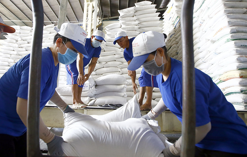 Do ảnh hưởng của Covid-19, nhiều nhà máy chế biến lúa gạo bị thiếu nhân công, ảnh hưởng đến hoạt động xuất khẩu