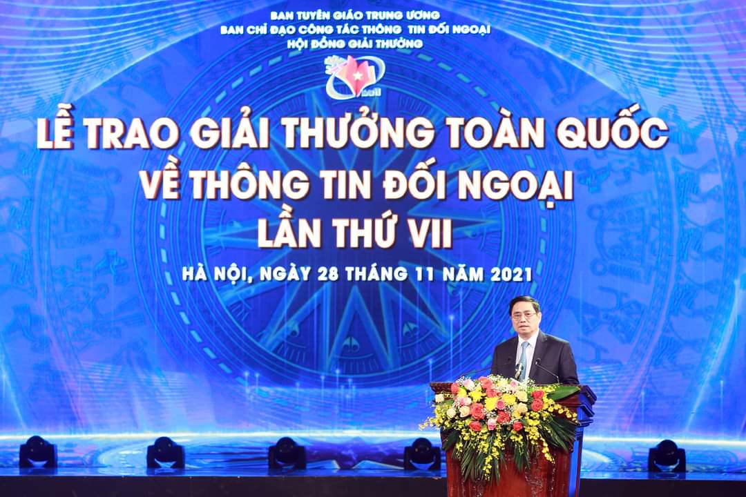 Thủ tướng Chính phủ Phạm Minh Chính phát biểu tại Lễ trao Giải thưởng toàn quốc về thông tin đối ngoại lần thứ VII.