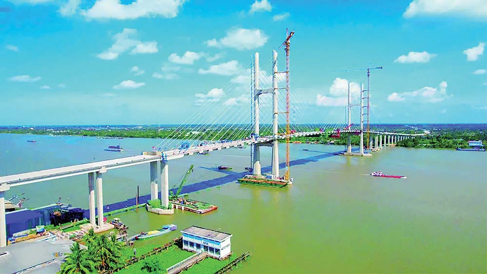 Dự án cầu Rạch Miễu 2 hoàn thành gần 90% khối lượng dự kiến vận hành dịp 2/9 sắp tới (Ảnh: Thạch Thảo)