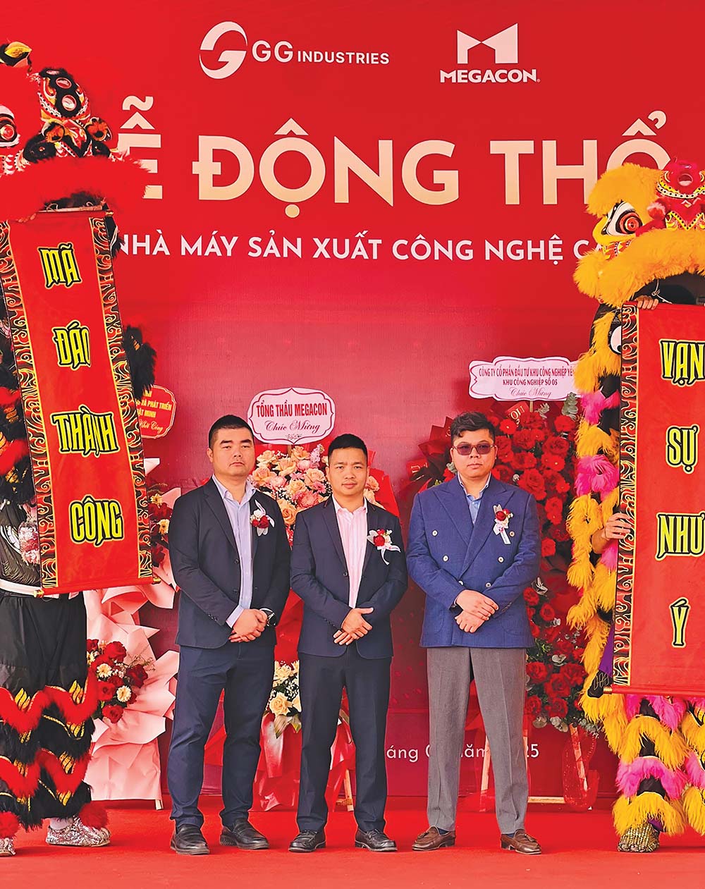 doanh nhân Bùi Xuân Bình (giữa) tại lễ động thổ Dự án Nhà máy GG Power tại Hưng Yên