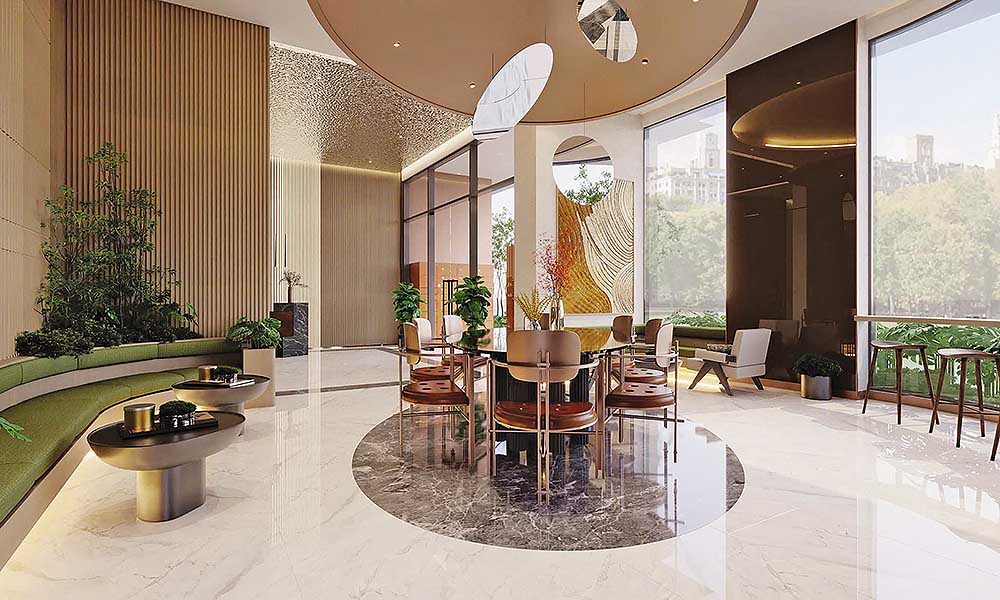 Sảnh đón khách và sảnh lễ tân được thiết kế sang trọng, chỉn chu như các Dự án  cao cấp trung tâm TP.HCM
