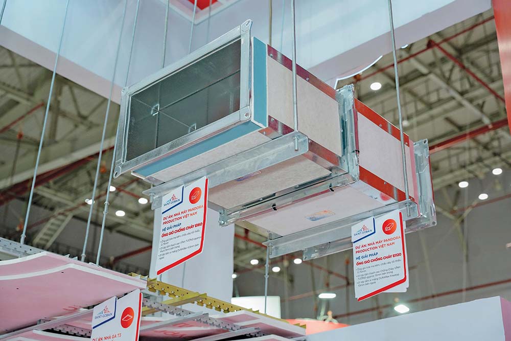 Mô phỏng giải pháp ống gió chống cháy Saint-Gobain được sử dụng tại nhà máy của Pandora