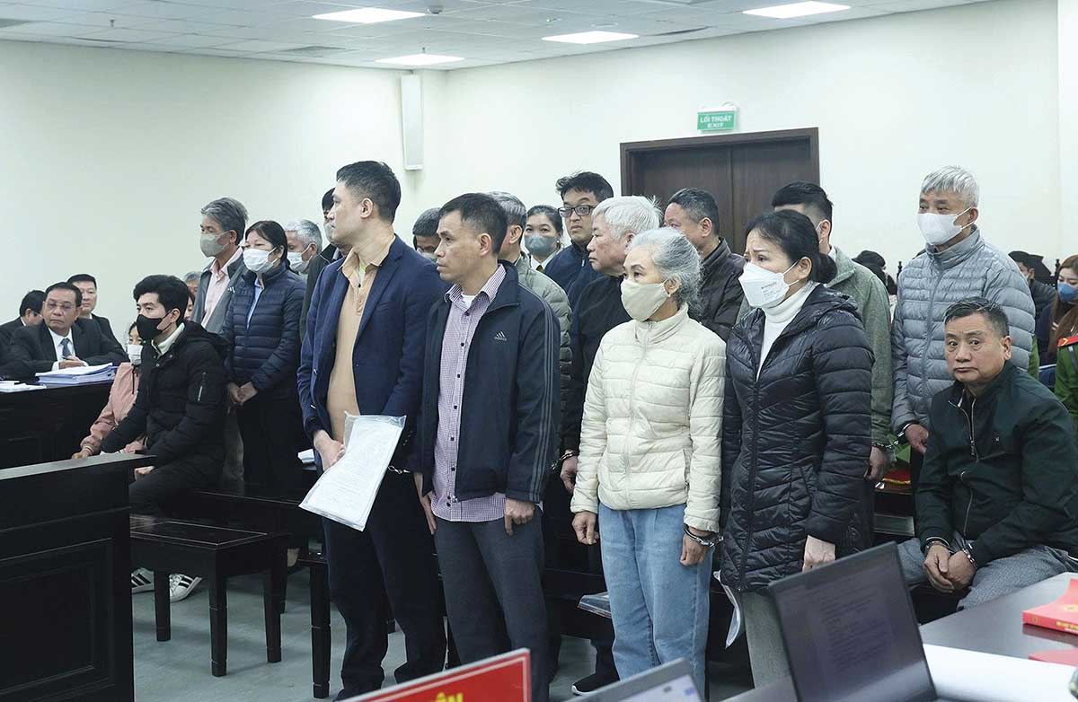 C&aacute;c bị c&aacute;o tại phi&ecirc;n t&ograve;a sơ thẩm	(Ảnh: P.V)