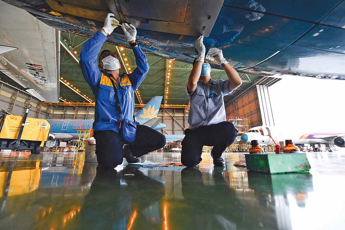 C&ocirc;ng t&aacute;c bảo dưỡng t&agrave;u bay của Vietnam Airlines phục vụ cao điểm Tết (Ảnh: P.V)