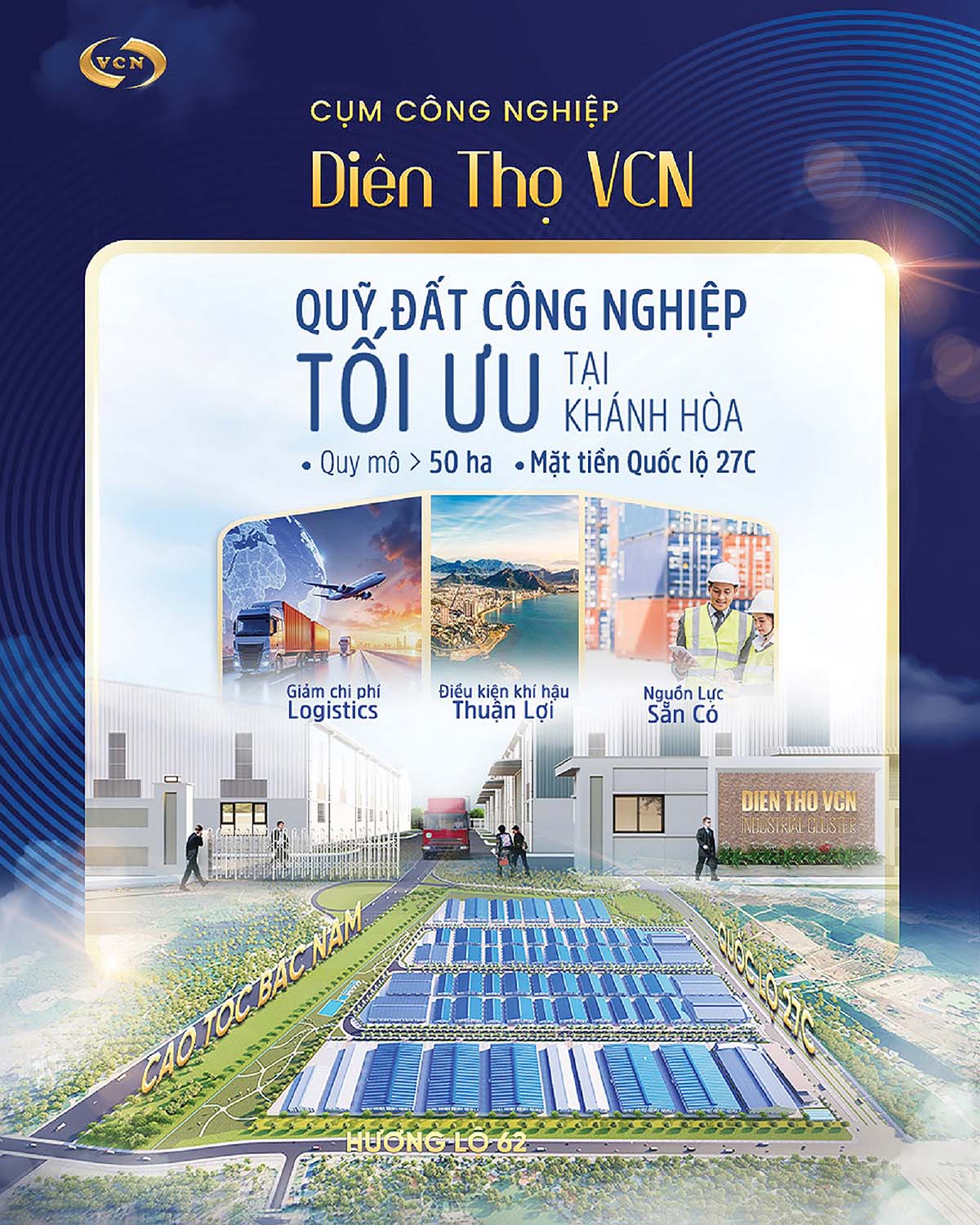 Cụm c&ocirc;ng nghiệp Di&ecirc;n Thọ VCN sở hữu nhiều ưu thế về vị tr&iacute;, ch&iacute;nh s&aacute;ch v&agrave; tiềm năng ph&aacute;t triển