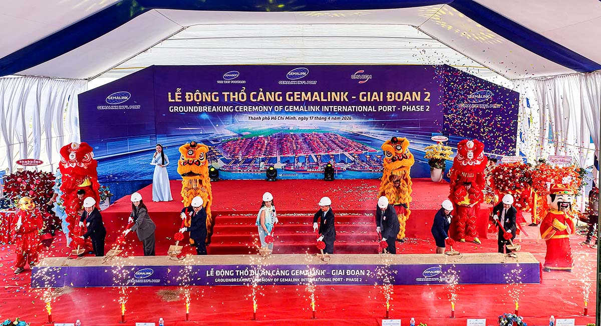 Lễ động thổ Gemalink giai đoạn II ng&agrave;y 17/4/2026 n&acirc;ng tổng c&ocirc;ng suất Gemalink vượt 3 triệu TEU/năm