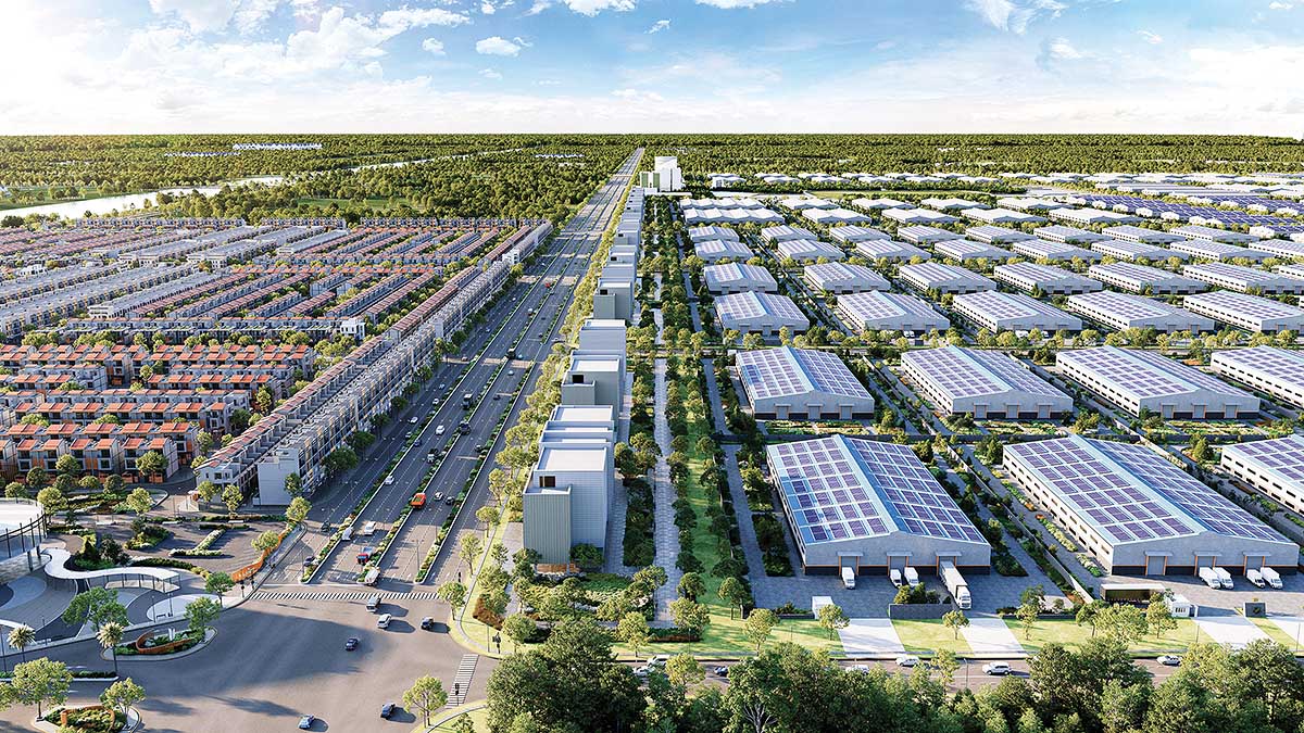 Phối cảnh Dự &aacute;n Prodezi Long An gồm Khu đ&ocirc; thị La Home 100 ha v&agrave; Khu c&ocirc;ng nghiệp hướng sinh th&aacute;i Prodezi 400 ha