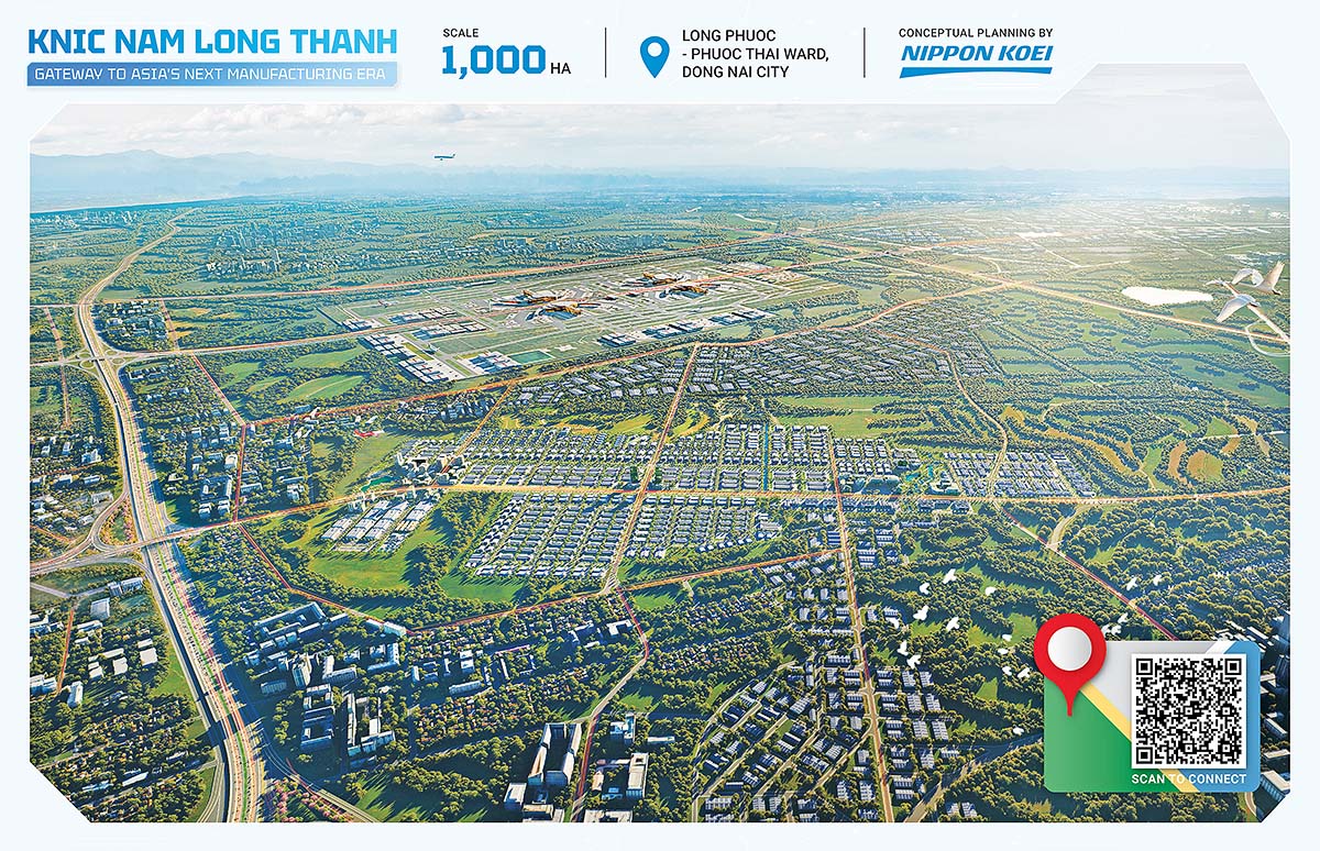 KNIC Nam Long Th&agrave;nh c&oacute; quy m&ocirc; 1.000 ha, nằm c&aacute;ch S&acirc;n bay quốc tế Long Th&agrave;nh 5km về ph&iacute;a Nam