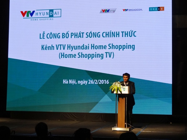 Ông Trần Bình Minh, Tổng Giám đốc VTV phát biểu tại Lễ công bố phát sóng VTV Hyundai Home Shopping 