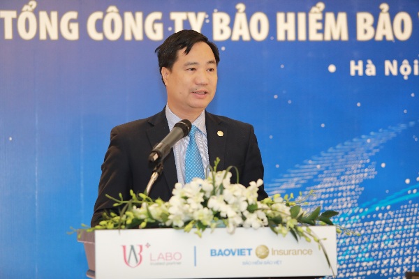 Ông Nguyễn Xuân Việt - Phó Tổng giám đốc Bảo hiểm Bảo Việt phát biểu tại buổi lễ ký kết hợp tác với LABO
