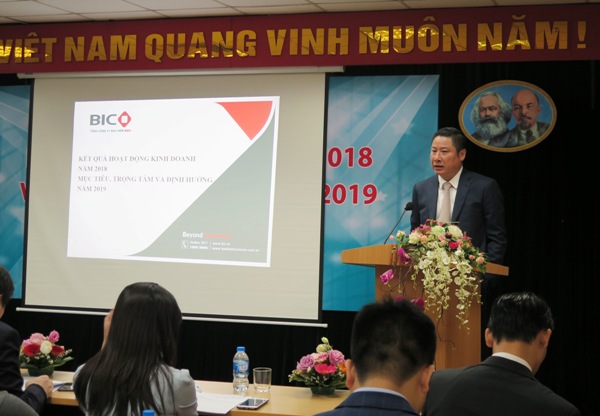 Ông Trần Hoài An, Tổng Giám đốc BIC, báo cáo về kết quả kinh doanh của BIC năm 2018