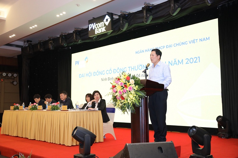 Đại diện ngân hàng Nhà nước - Chi nhánh Hà Nội phát biểu tại Đại hội đồng cổ đông PVcomBank