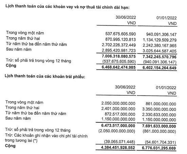 Lịch trả nợ của CII (Nguồn: BCTC).