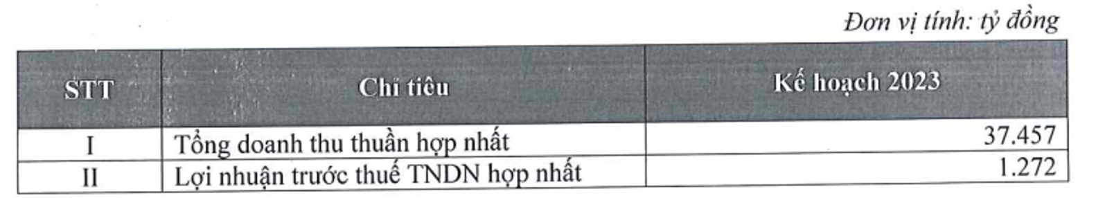 Kế hoạch kinh doanh năm 2023 của Gelex (Nguồn: Tài liệu ĐHĐCĐ năm 2023).