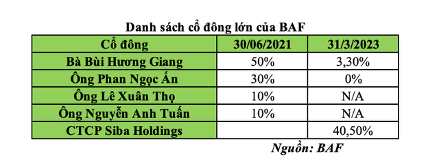 Danh sách cổ đông lớn tại BAF (Nguồn: BAF)