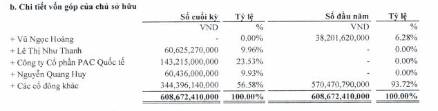 Cơ cấu cổ đông lớn của Đầu tư tài chính Koji biến động trong nửa đầu năm 2023  (Nguồn: BCTC)