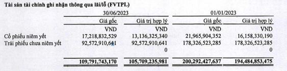 Chứng khoán Dầu khí giảm dư nợ trái phiếu trong 6 tháng đầu năm 2023 (Nguồn: BCTC)