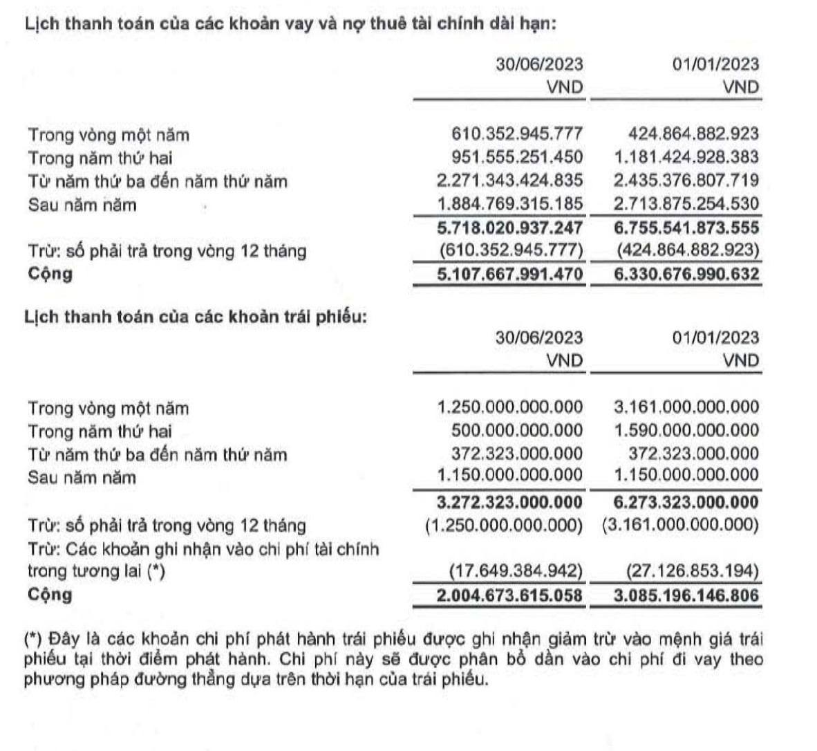 CII tiếp tục chịu áp lực trả nợ vay và trái phiếu đáo hạn (Nguồn: BCTC)