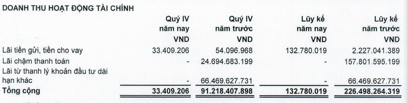 Đầu tư LDG hụt doanh thu tài chính quý IV/2023 (Nguồn: LDG)