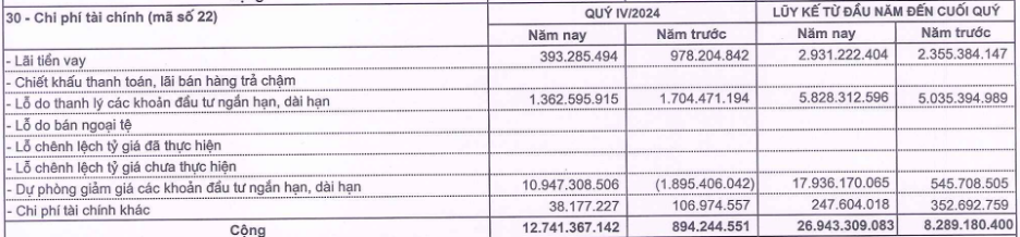 Licogi 14 tăng trích lập dự phòng đầu tư tài chính trong quý IV/2024 (Nguồn: BCTC)