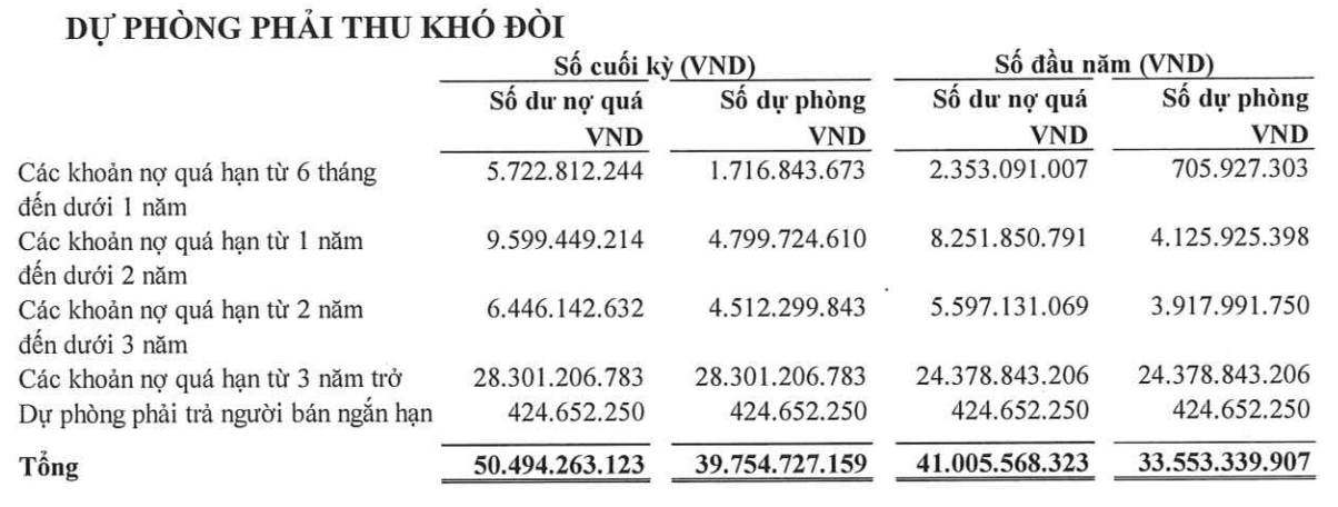 nợ xấu của PECC2 đang có xu hướng tăng trong nửa đầu năm 2025. Nguồn: BCTC