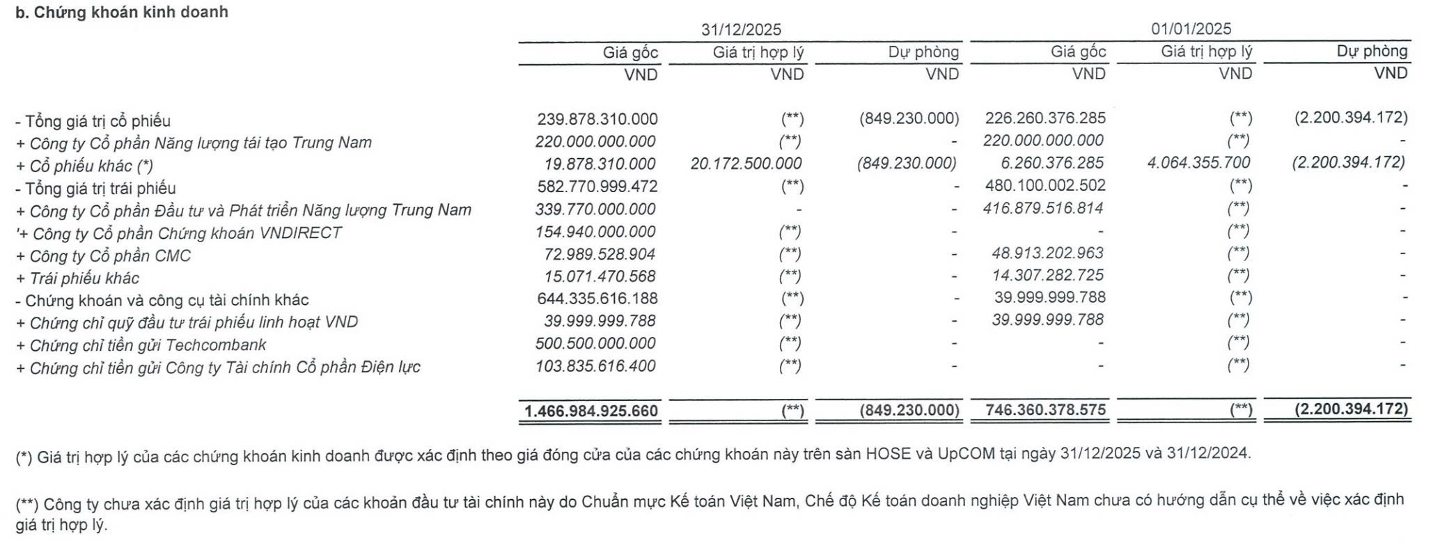 Đầu tư I.P.A đang đầu tư cả cổ phiếu v&agrave; tr&aacute;i phiếu nh&oacute;m Trung Namtại thời điểm 31/12/2025. Nguồn: Đầu tư I.P.A