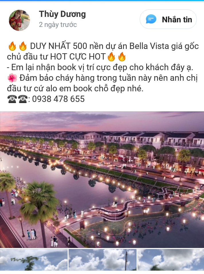 Nhân viên môi giới bất động sản của Trần Anh Long An quảng cáo bán Dự án Bella Vista.