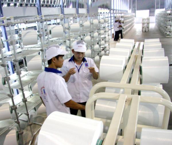 Sản phẩm của nhà máy xơ sợi Đình Vũ chịu sự cạnh tranh khốc liệt của hàng nhập khẩu, giá thấp.