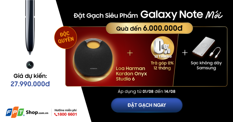 FPT Shop tặng loa Harman Kardon Onyx Studio 6 cho khách đặt trước Galaxy Note 10 | Note 10+ từ nay đến 14/8