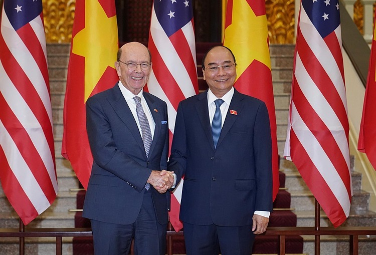 Bộ trưởng Thương mại Mỹ Wilbur Ross và Thủ tướng Chính phủ Nguyễn Xuân Phúc.