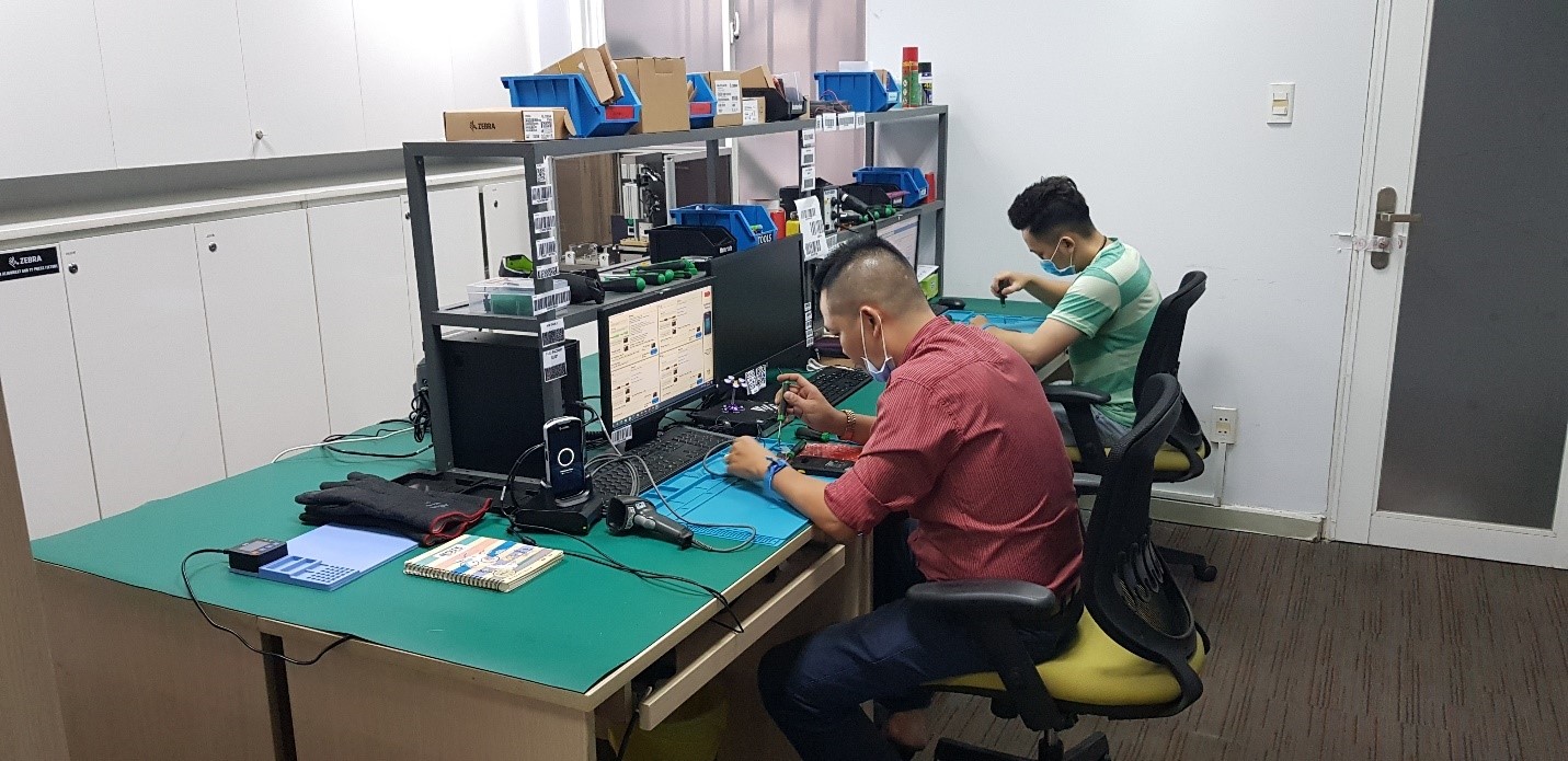 Một góc của Trung tâm dịch vụ Zebra Technologies tại Việt Nam.