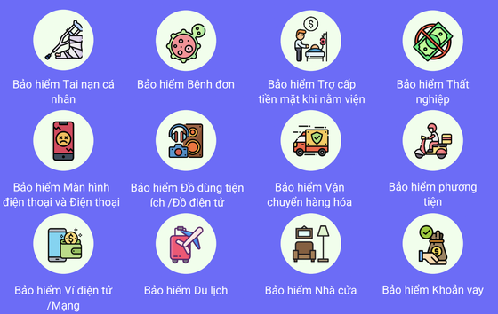 Các lĩnh vực bảo hiểm do lgloo cung cấp.