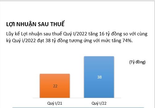 Lợi nhuận quý 1/2022 của Dệt may TNG tăng 74% so với cùng kỳ 2021.