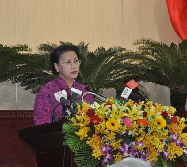 Chủ tịch Quốc hội Nguyễn Thị Kim Ngân phát biểu chỉ đạo tại kỳ hợp HĐND TP. Đà Nẵng.