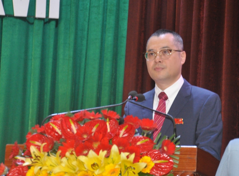 Đồng chí Phạm Đại Dương, Bí thư Tỉnh uỷ, Chủ tịch UBND tỉnh Phú Yên phát biểu khai mạc tại Đại hội.