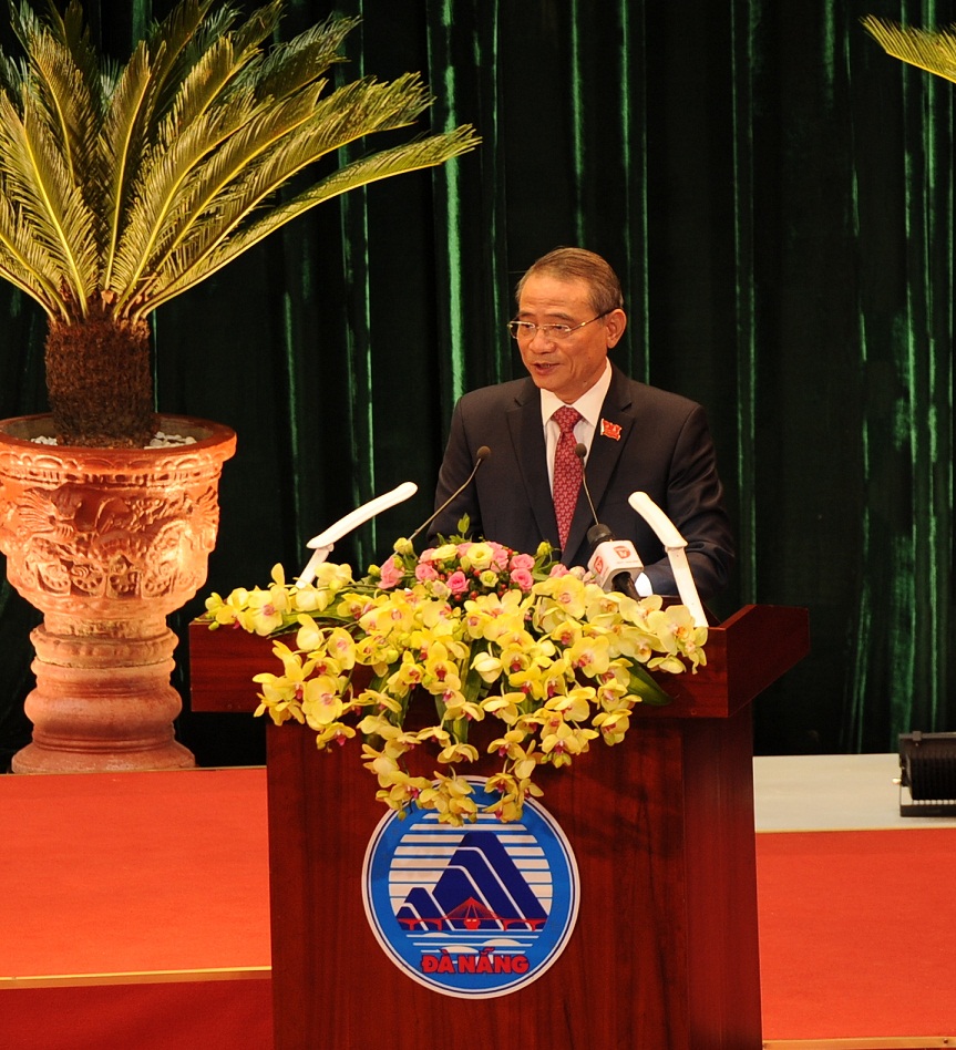 Ông Trương Quang Nghĩa, Bí thư Thành ủy Đà Nẵng đọc diễn văn khai mạc Đại hội.