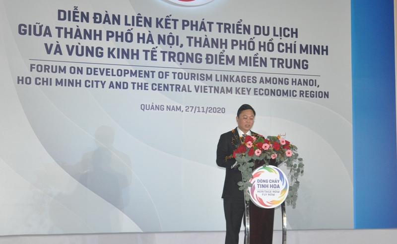 Ông Lê Trí Thanh, Chủ tịch UBND tỉnh Quảng Nam phát biểu tại Diễn đàn.