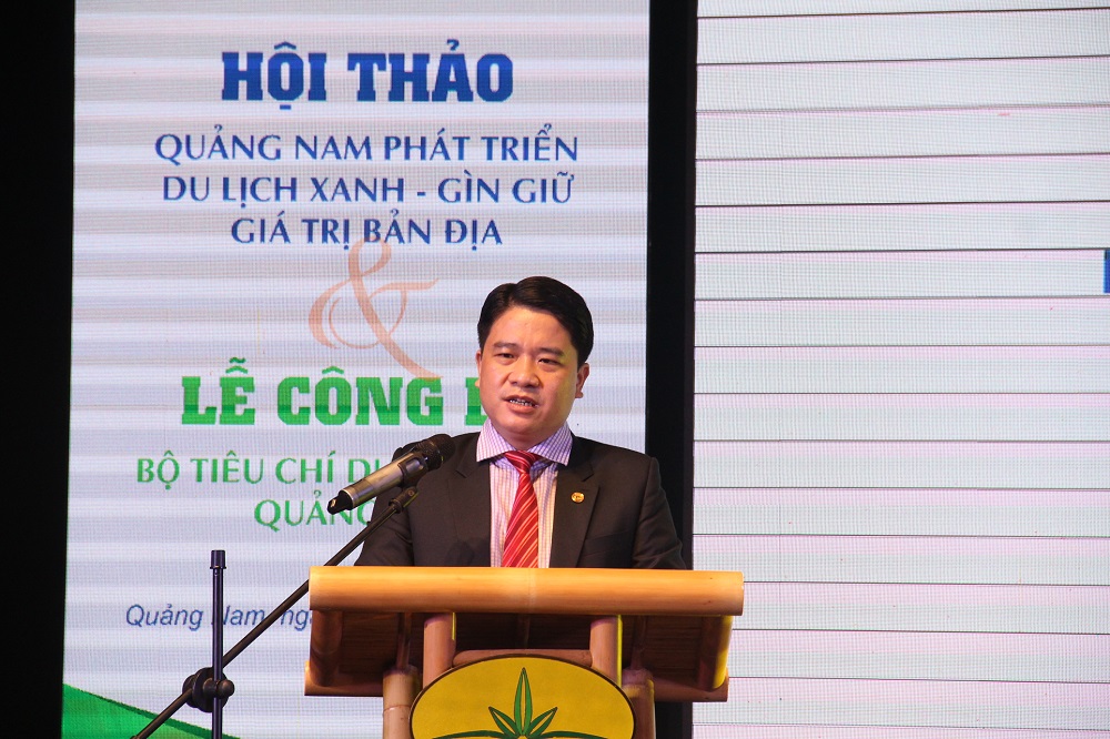 Ông Trần Văn Tân, Phó chủ tịch UBND tỉnh Quảng Nam phát biểu tại Hội thảo.