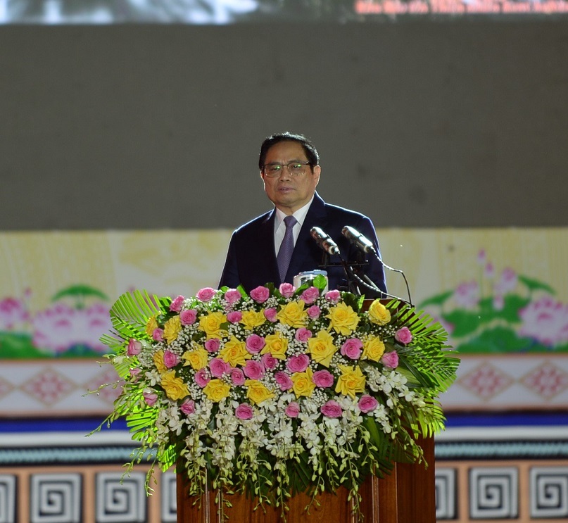 Thủ tướng Chính phủ Phạm Minh Chính phát biểu tại lễ kỷ niệm 90 năm thành lập tỉnh Gia Lai