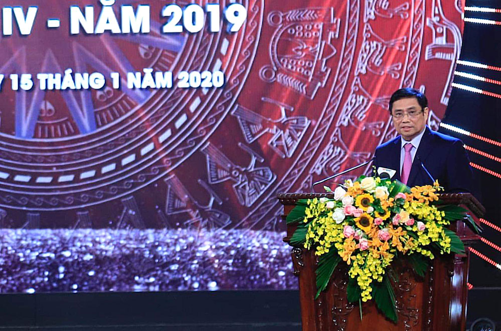 đồng chí Phạm Minh Chính, Ủy viên Bộ Chính trị, Bí thư Trung ương Đảng, Trưởng ban Tổ chức Trung ương đã phát động Giải Búa liềm vàng lần thứ V - năm 2020.