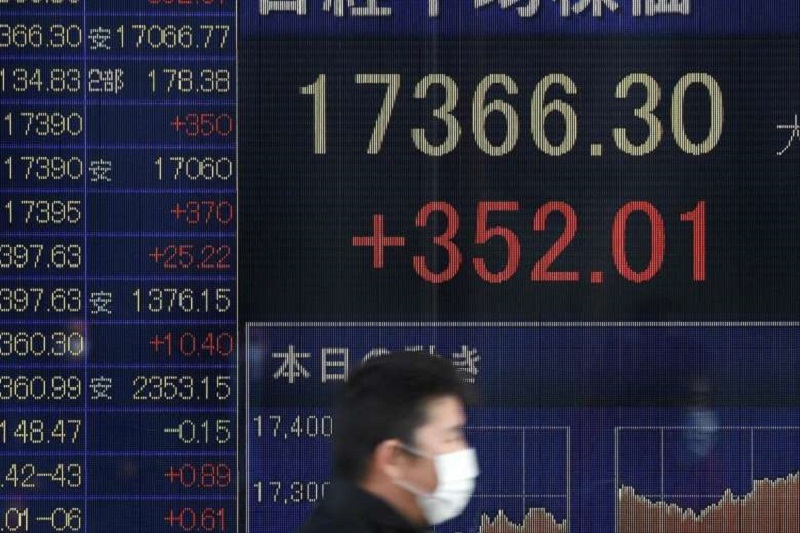 Chỉ số Nikkei 225 của Nhật Bản dẫn đầu sóng tăng điểm tại khu vực khi vọt lên 5,74% trong phiên giao dịch sáng nay 24/3. Ảnh: AFP 