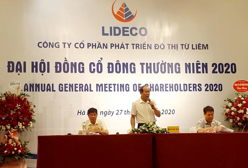Ông Nguyễn Văn Kha, Chủ tịch HĐQT Lideco phát biểu tại Đại hội cổ đông hôm 27/6.
