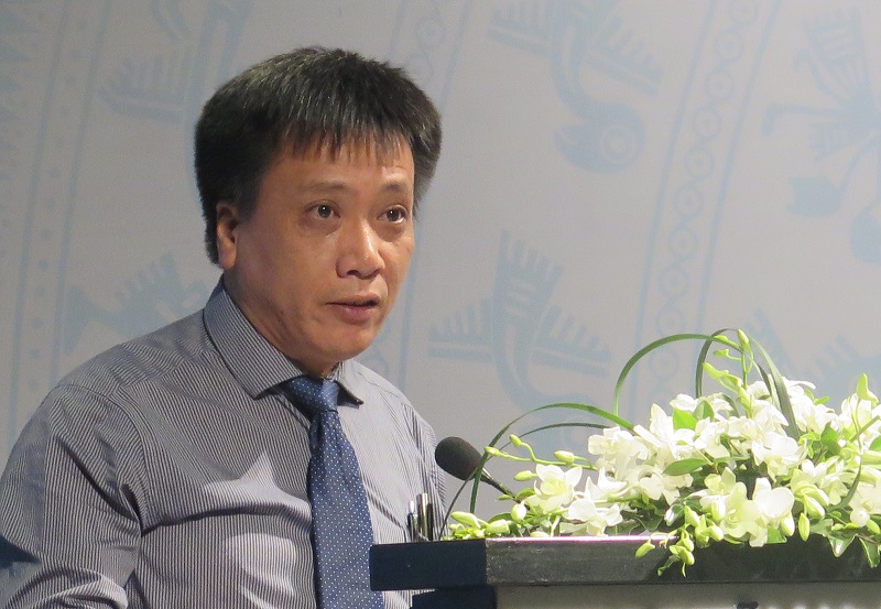 Đại diện Trung tâm Thông tin và dự báo kinh tế-xã hội quốc gia (NCIF), ông Trần Toàn Thắng tham luận tại Hội thảo. Ảnh: Lê Quân