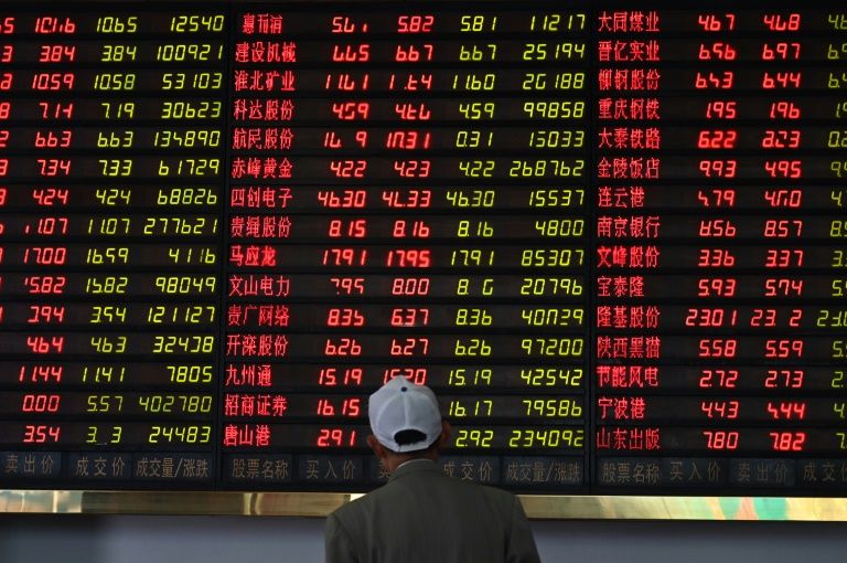 Chỉ số Shanghai Composite của Trung Quốc mất 1,04% trong phiên giao dịch 23/10. Ảnh: AFP