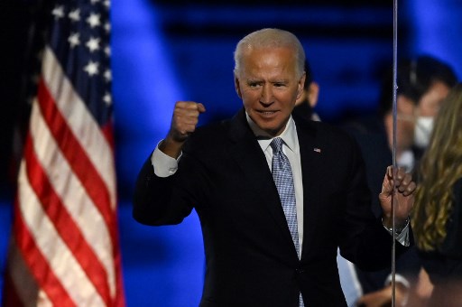 Ông Joe Biden có bài phát biểu đầu tiên với tư cách tổng thống đắc cử tại quê nhà Delaware đêm 7/11. Ảnh: AFP