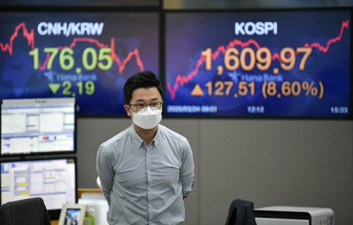 Chứng khoán Hàn Quốc tăng gần 10% trong tuần giao dịch đầu tiên của năm 2021. Ảnh: AFP
