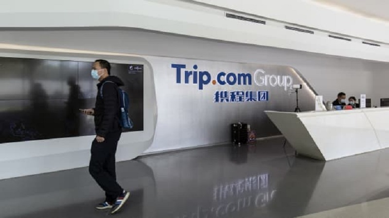 Trụ sở của Công ty phát triển nền tảng du lịch trực tuyến Trip.com tại Thượng Hải, Trung Quốc vào ngày 4/2/2021. Nguồn ảnh: Bloomberg/Getty Images