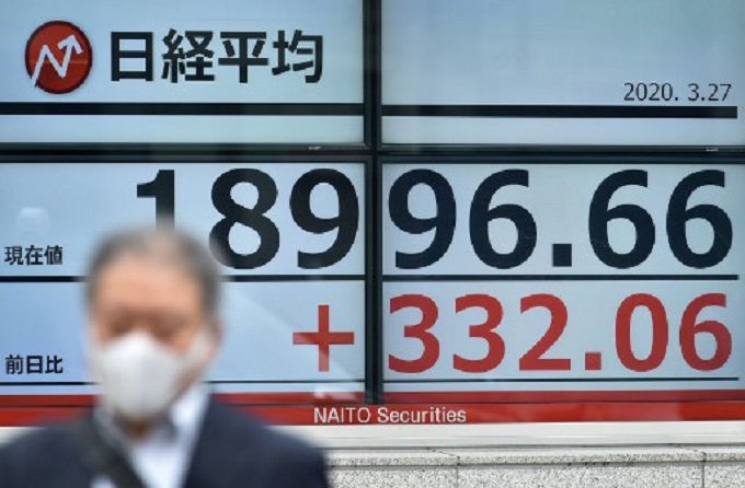Chỉ số Nikkei 225 tăng 2,38% trong ngày giao dịch 22/4. Ảnh: AFP