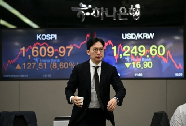 Chỉ số Kospi của Hàn Quốc tăng 1% trong ngày giao dịch 6/5. Ảnh tư liệu: AFP